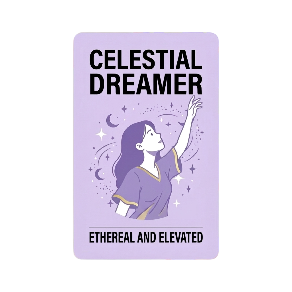 Celestial Dreamer vibe card – celestial and moon gifts for the person who loves cosmic jewellery, dreamy art, and starry aesthetics