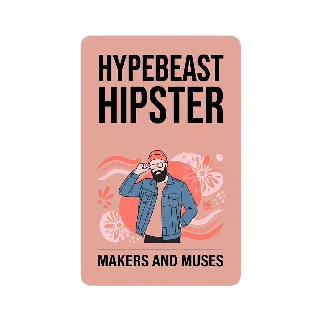 Hypebeast Hipster vibe card – streetwear and style gifts for the person with fresh sneakers and a permanent thrift radar