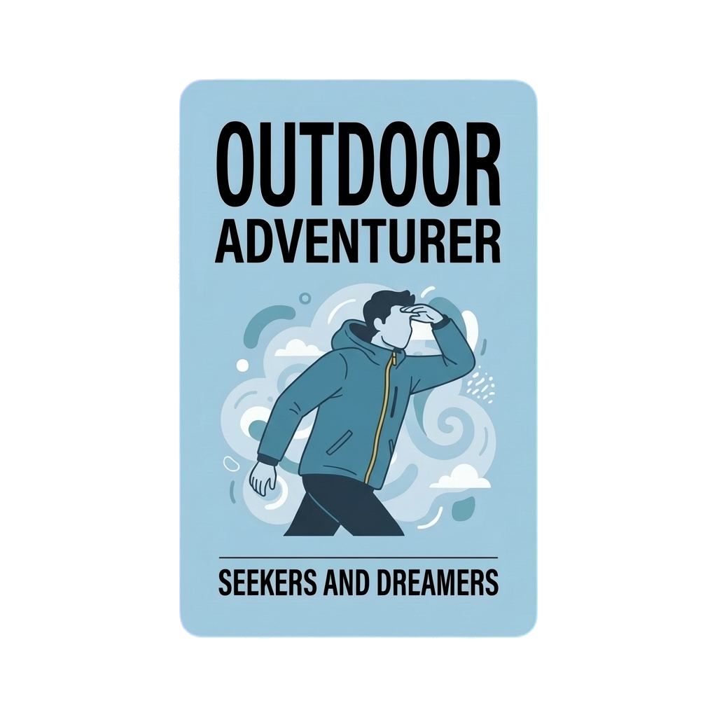 Outdoor Adventurer vibe card – gifts for hikers and outdoor lovers who always smell like pine and are planning the next adventure