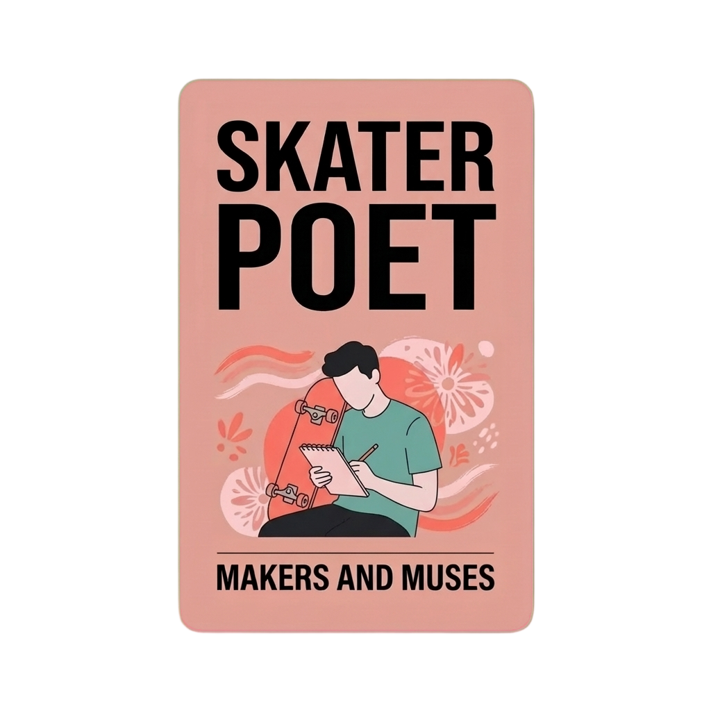 Skater Poet vibe card – creative and skate culture gifts for the person who shreds pavement by day and writes existential free verse by night