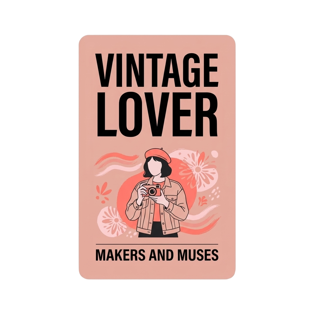 Vintage Lover vibe card – retro and vintage gifts for the person who lives for thrift shops, polaroids, and all things nostalgic