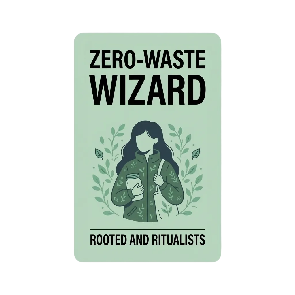 Zero-Waste Wizard vibe card – plastic-free and low-waste gifts for the person who can fit a year of trash in a jar and makes soap for fun